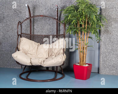 Wicker rattan furniture in the interior Stock Photo