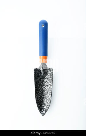 Tools: Top View of a Gardening Trowel Isolated on White Background Shot in Studio. Stock Photo