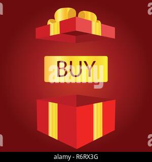 big sale open gift box. concept of prize or bonus for customer and promo giftbox for ecommerce illustration Stock Vector