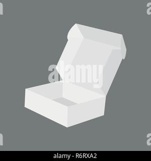 Open blank carton pizza box isolated on gray background illustration vector Stock Vector