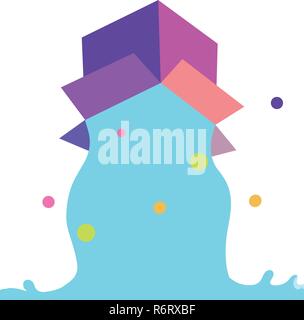Vector box with colorful floral design coming out flat Stock Vector