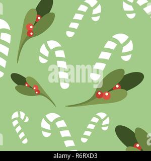 Romantic Christmas pattern sweetmeats green background vector Stock Vector