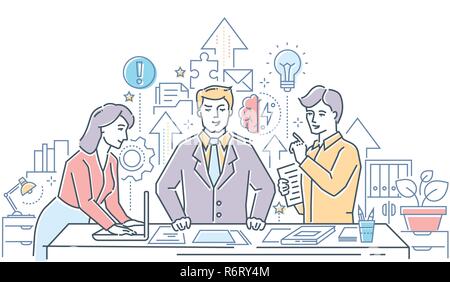Creative group - modern line design style illustration Stock Vector