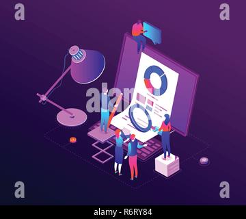 Data analysis - modern colorful isometric vector illustration Stock Vector