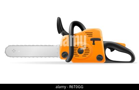 gasoline chainsaw vector illustration isolated on white background Stock Vector