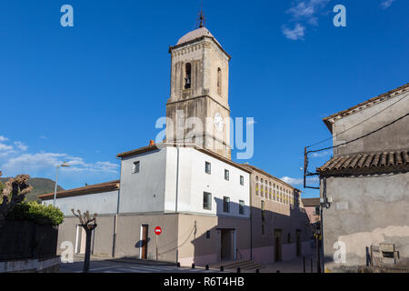 Ancient church in a small Spanish village Amer, in Catalonia in Spain Stock Photo