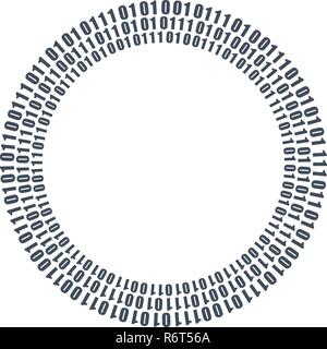 Three circles binary circuits, future technology, cyber security concept, vector illustration. Stock Vector