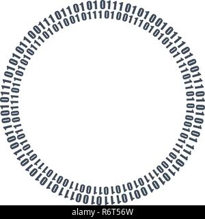 Two circles binary circuits, future technology, cyber security concept, vector illustration. Stock Vector