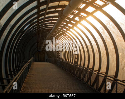 elevated pedestrian crossing in Moscow in summer, Russia Stock Photo