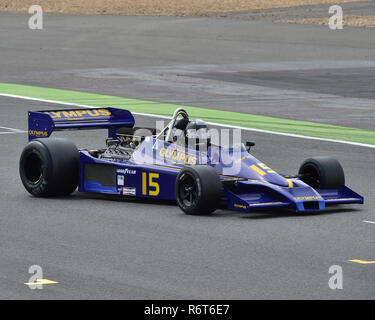 Michel Baudoin, Hesketh 308E, Silverstone Classic 2014, 2014, Classic Racing Cars, F1, FIA, Ford, Formula 1, Grand Prix cars, Historic Formula One, Stock Photo