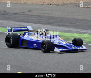 Michael Lyons, Hesketh 308E, Silverstone Classic 2014, 2014, Classic Racing Cars, F1, FIA, Ford, Formula 1, Grand Prix cars, Historic Formula One, His Stock Photo