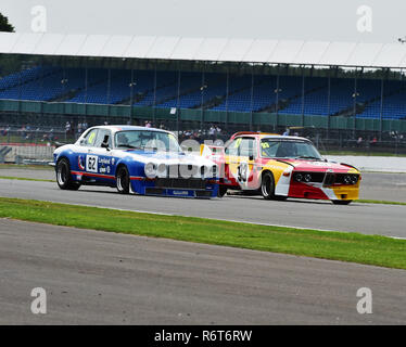 Paul Pochciol, Jaguar XJ12, Colin Turkington, Sam Hancock, BMW CSL, Super touring cars, Silverstone Classic 2014, 2014, Classic Racing Cars, historic  Stock Photo