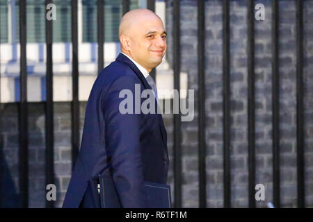 Downing Street. London, UK. 6th December 2018. Sajid Javid - Home Secretary leaves No 10 Downing Street just before the Christmas lights switching on ceremony after meeting the Prime Minister Theresa May.  Credit: Dinendra Haria/Alamy Live News Stock Photo