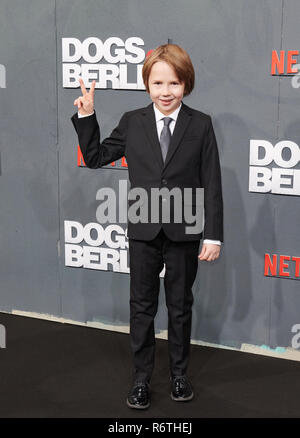 Berlin, Germany. 06th Dec, 2018. The 9-year-old actor Benedikt Jenke comes to the cinema International for the film premiere of the Netflix series 'Dogs of Berlin'. Credit: Annette Riedl/dpa/Alamy Live News Stock Photo