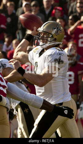 San Francisco, California, USA. 14th Jan, 2012. New Orleans Saints quarterback Drew Brees (9) on Saturday, January 14, 2012 at Candlestick Park, San Francisco, California. The 49ers defeated the Saints 36-32. Credit: Al Golub/ZUMA Wire/Alamy Live News Stock Photo