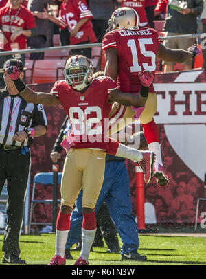 San Francisco 49ers wide receiver Tay Martin (83) runs with the ball during  the NFL football team's training camp in Santa Clara, Calif., Monday, Aug.  1, 2022. (AP Photo/Josie Lepe Stock Photo - Alamy