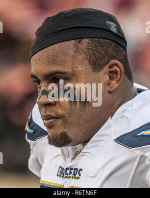 San Francisco, California, USA. 30th Aug, 2012. San Diego Chargers tackle Michael Harris (79) on the sidelines on Thursday, August 30, 2012 in San Francisco, California. 49ers defeated the Chargers 35-3 in a preseason game. Credit: Al Golub/ZUMA Wire/Alamy Live News Stock Photo