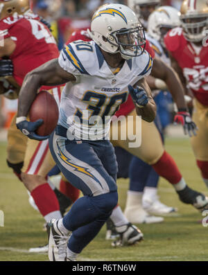 San Francisco, California, USA. 30th Aug, 2012. San Diego Chargers running back Ronnie Brown (30) makes run in the first quarter on Thursday, August 30, 2012 in San Francisco, California. 49ers defeated the Chargers 35-3 in a preseason game. Credit: Al Golub/ZUMA Wire/Alamy Live News Stock Photo