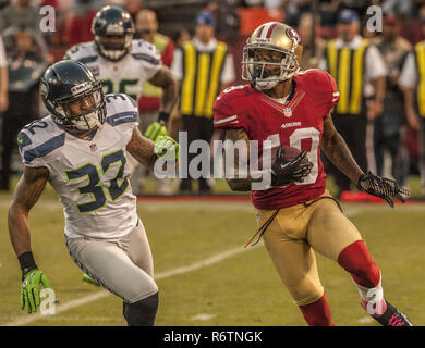 Seattle Seahawks' Jeron Johnson in action in the second half of an NFL  football game, Sunday, Oct. 14, 2012, in Seattle. The Seahawks won 24-23.  (AP Photo/Elaine Thompson Stock Photo - Alamy