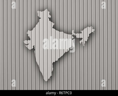 map of india on corrugated iron Stock Photo