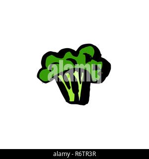 Broccoli icon. Grunge ink hand drawn vector illustration. Stock Vector