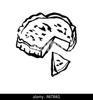 Cheesecake icon. Sweet cake pie grunge brush vector illustration. Stock Vector