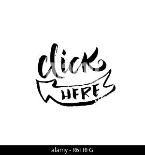 Click Here. Modern Brush Lettering Design. Vector Calligraphy ...