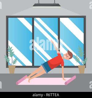 fit man practicing yoga Stock Vector