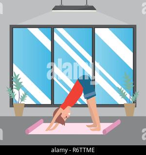 fit man practicing yoga Stock Vector