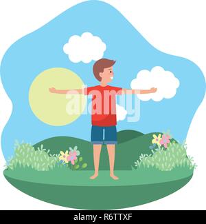 fit man practicing yoga Stock Vector