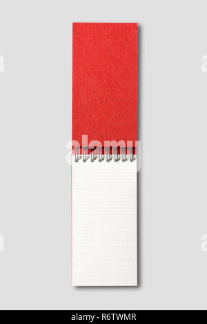 Blank open spiral notebook isolated on grey Stock Photo