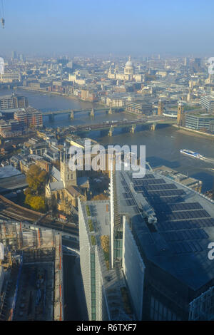 Southwark Cathedral seen from The Shard viewing gallery - London UK Stock Photo
