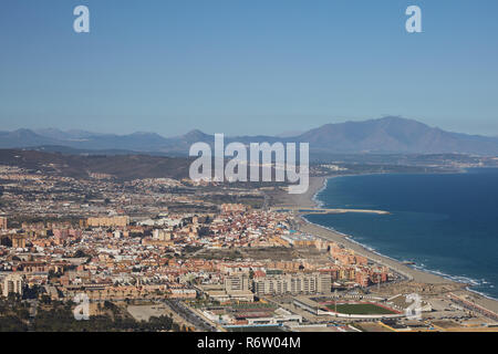 Beach and residential area in Gibraltar in British Overseas Territory Stock Photo