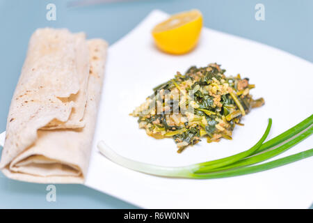 Spinach, The legend of the high iron content Stock Photo