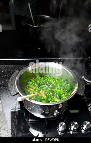 Spinach, The legend of the high iron content Stock Photo