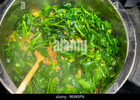 Spinach, The legend of the high iron content Stock Photo