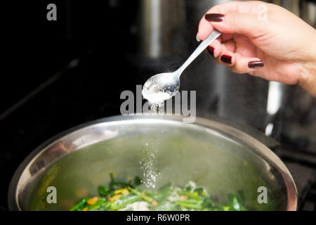 Spinach, The legend of the high iron content Stock Photo