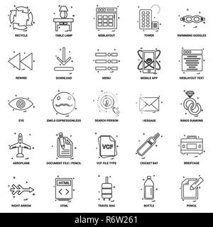 25 Business Concept Mix Line Icon set Stock Vector