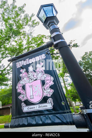 A welcome sign greets guests at University Inn, a family-owned hotel located near Emory University in Atlanta, Georgia, May 29, 2014. Stock Photo