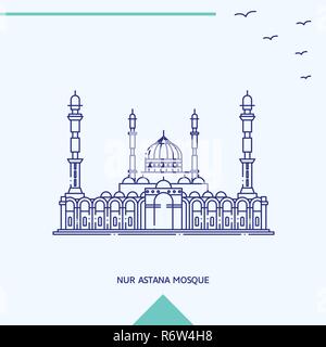 NUR ASTANA MOSQUE skyline vector illustration Stock Vector