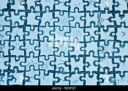Background white blue from puzzles. concept of success finished challenge Stock Photo
