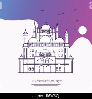 Travel MUHAMMAD ALI MOSQUE Poster Template. Purple creative background Stock Vector