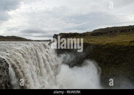 Water cascading over Dettifoss Waterfall in North Iceland Stock Photo