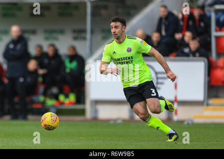 24th November 2018, New York Stadium, Rotherham, England; Sky Bet Championship Rotherham Utd v Sheffield United  ; Enda Stevens (03) of Sheffield United    Credit: Mark Cosgrove/News Images  English Football League images are subject to DataCo Licence Stock Photo