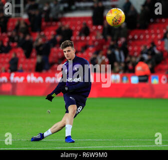 28th November 2018, Bet365 Stadium, Stoke-on-Trent, England; Sky Bet Championship, Stoke City v Derby County ; Mason Mount of Derby County warms up for the game  Credit: Conor Molloy/News Images  English Football League images are subject to DataCo Licence Stock Photo