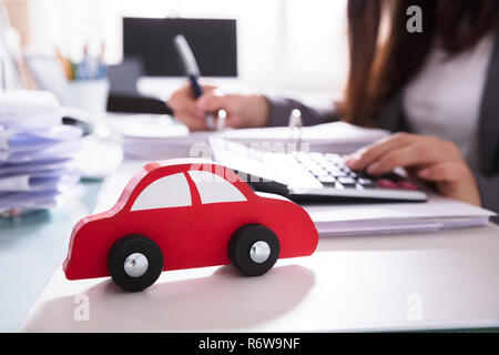 Close-up Of Red Wooden Car Stock Photo