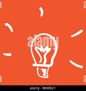 Lamp showing the idea. Children s drawing, doodles Stock Vector