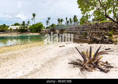 Bonriki-Buota bridge between islets over the lagoon, South Tarawa, Kiribati, Micronesia, Oceania, South Pacific Ocean. Stock Photo