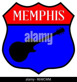 Memphis Guitar Highway Sign Stock Photo