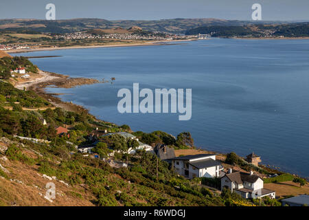 View over the Conwy estuary on the North Wales coast from the Great Orme at Llandudno Stock Photo